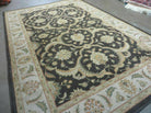 7' X 10' Vintage Machine Made Floral Oriental Wool Rug Black Nice - Jewel Rugs