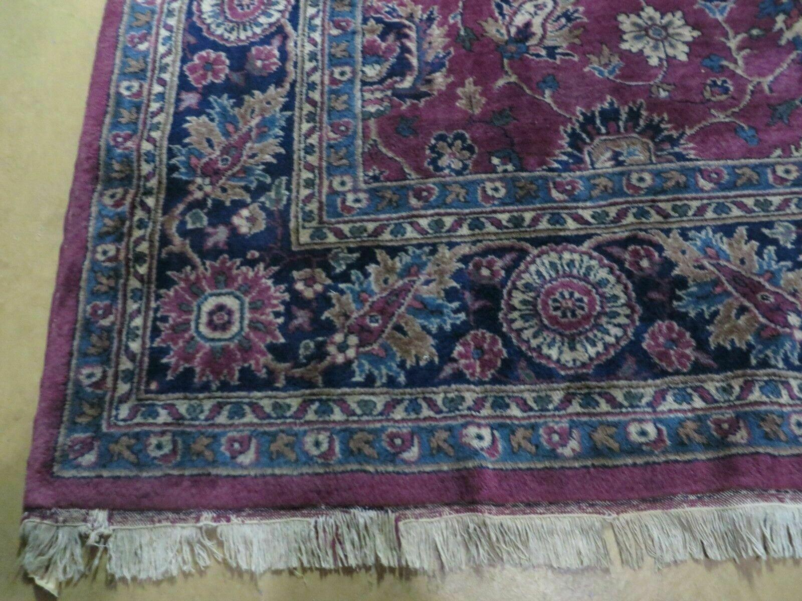 8' X 10' Antique Handmade Larastan Indian Wool Rug Carpet Wine Red Nice - Jewel Rugs