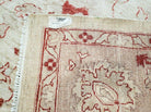 8' X 12' Handmade Pakistani Peshawar Oushak Design Wool Rug Oatmeal Beige Neutral Colors - Jewel Rugs