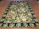 6' X 9' Vintage Handmade English Design Needlepoint Wool Rug Flat Weave Nice - Jewel Rugs