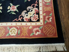 6x9 Black & Salmon Chinese Art Deco Rug Wool Hand-Tufted Vintage Soft Pile Plush - Jewel Rugs