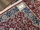 Vintage Indo Persian Runner Rug 4x10, Wool Hand-Knotted Oriental Carpet, Red Dark Blue Indian Rug, Allover Floral, Hallway Rug, Traditional - Jewel Rugs