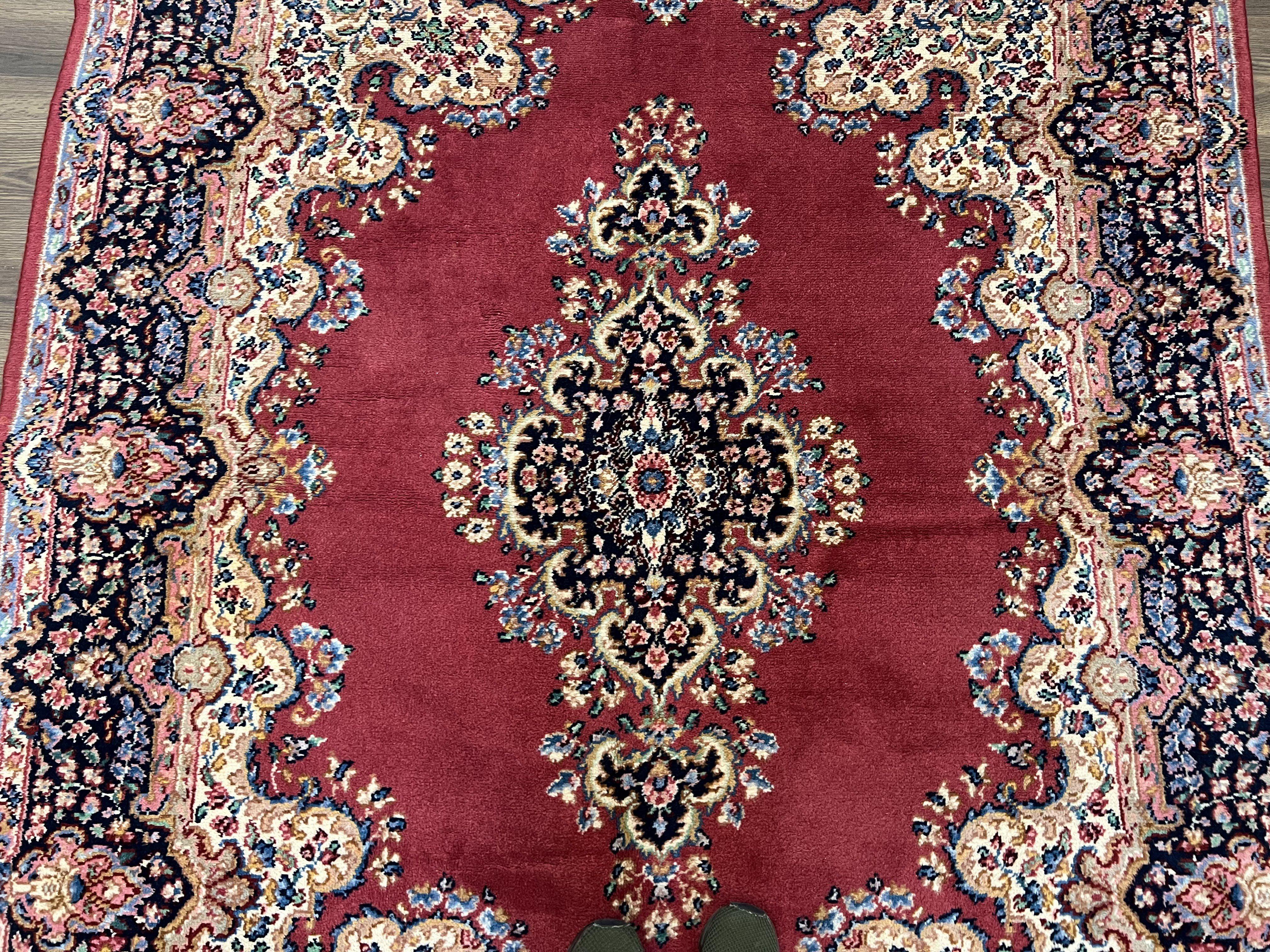 Vintage Karastan Rug 6x8, Karastan Red Sarouk, Semi Open Field Floral Kirman, Discontinued Karastan Oriental Carpet, Wool Karastan Area Rug - Jewel Rugs