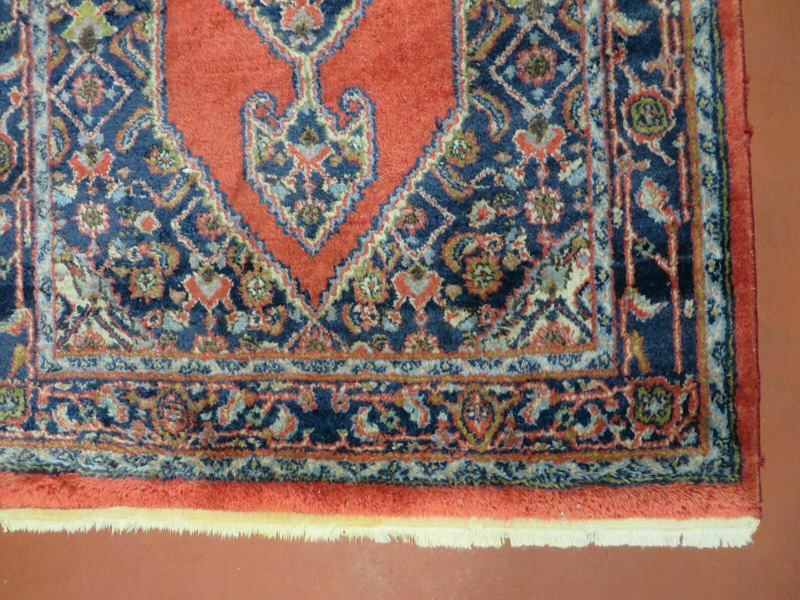 3' X 5' Vintage Handmade Indian Wool Rug Red Medallion Vegetable Dyes Nice - Jewel Rugs