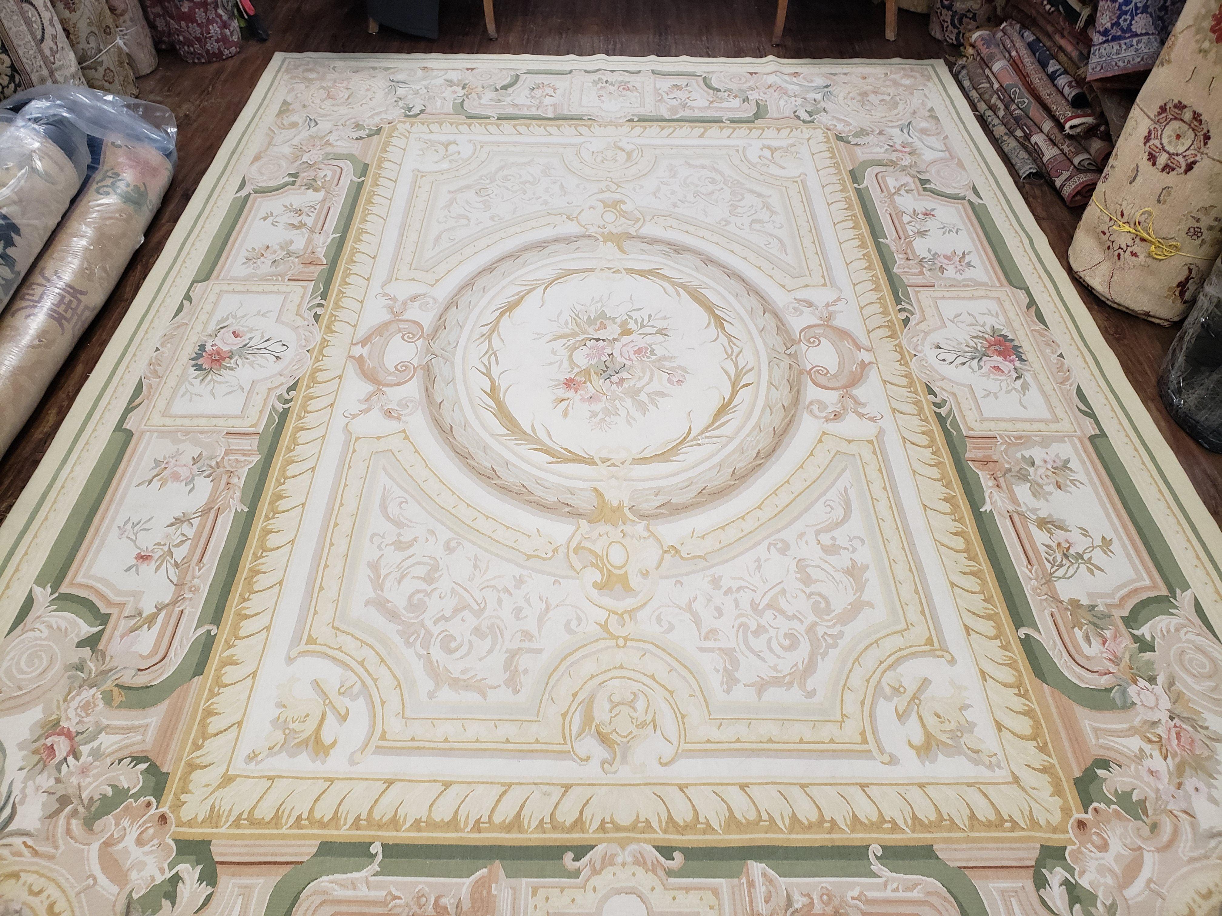 9x12 Handmade Rug Aubusson Rug Aubusson Weave Needlepoint Rug Wool 8'9"x 12'2" - Jewel Rugs