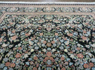 8' X 10' Vintage Handmade Pakistani Floral Wool Rug Black Nice - Jewel Rugs