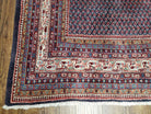 Persian Sarouk Rug 7x11, Antique Persian Carpet, Repeated Paisley Boteh Motif, Mir Pattern, Blue and Beige, Vintage Hand-Knotted Wool Oriental Rug - Jewel Rugs