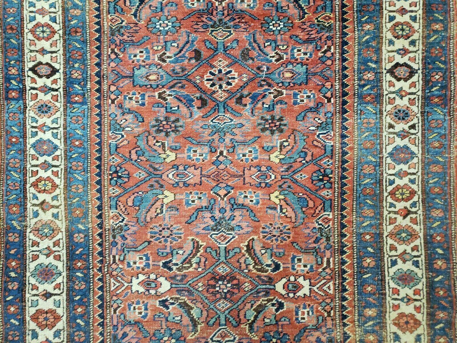 3' 8" X 11' Antique Handmade Turkish Wool Rug Veg Dye Runner Nice Rusted Red - Jewel Rugs