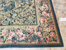 William Morris Rug, Vintage Needlepoint Rug, 10x14 Needlepoint, European English Allover Floral, Wool, Hand-Woven, Handmade, Green, Large - Jewel Rugs