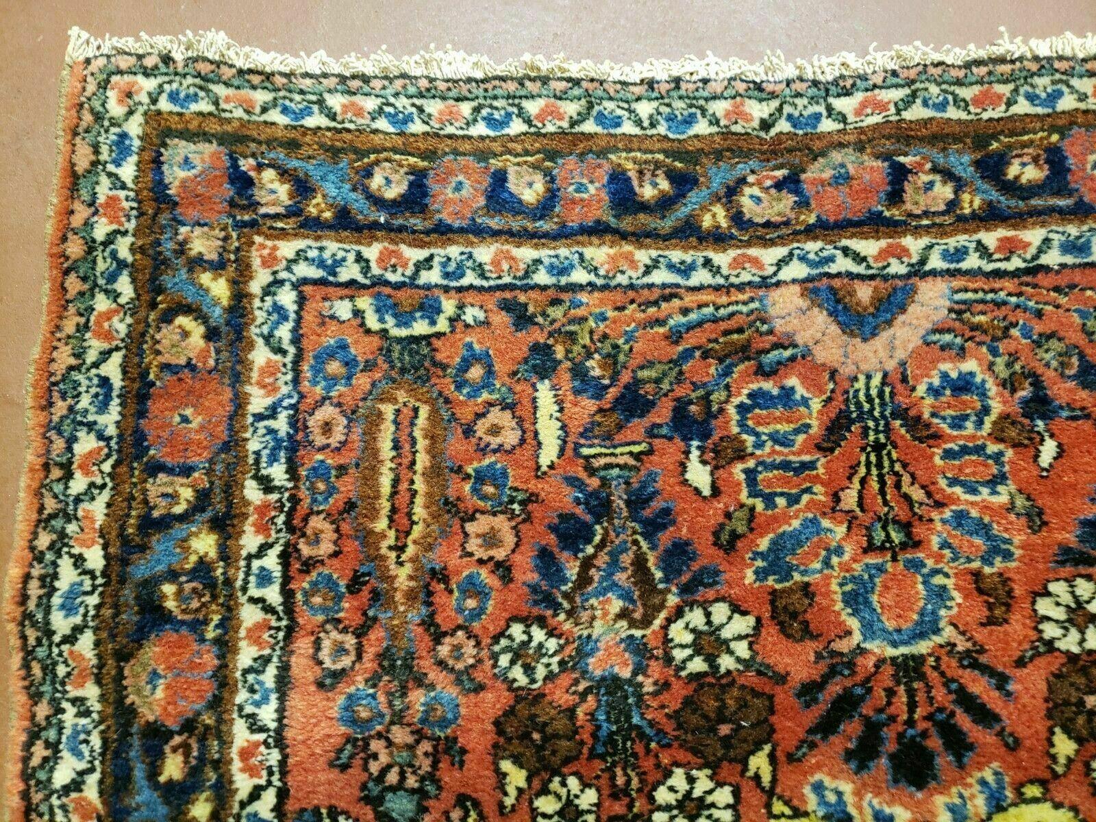 3' X 5' Antique Handmade India Floral Oriental Wool Rug Veg Dyes Red Nice - Jewel Rugs