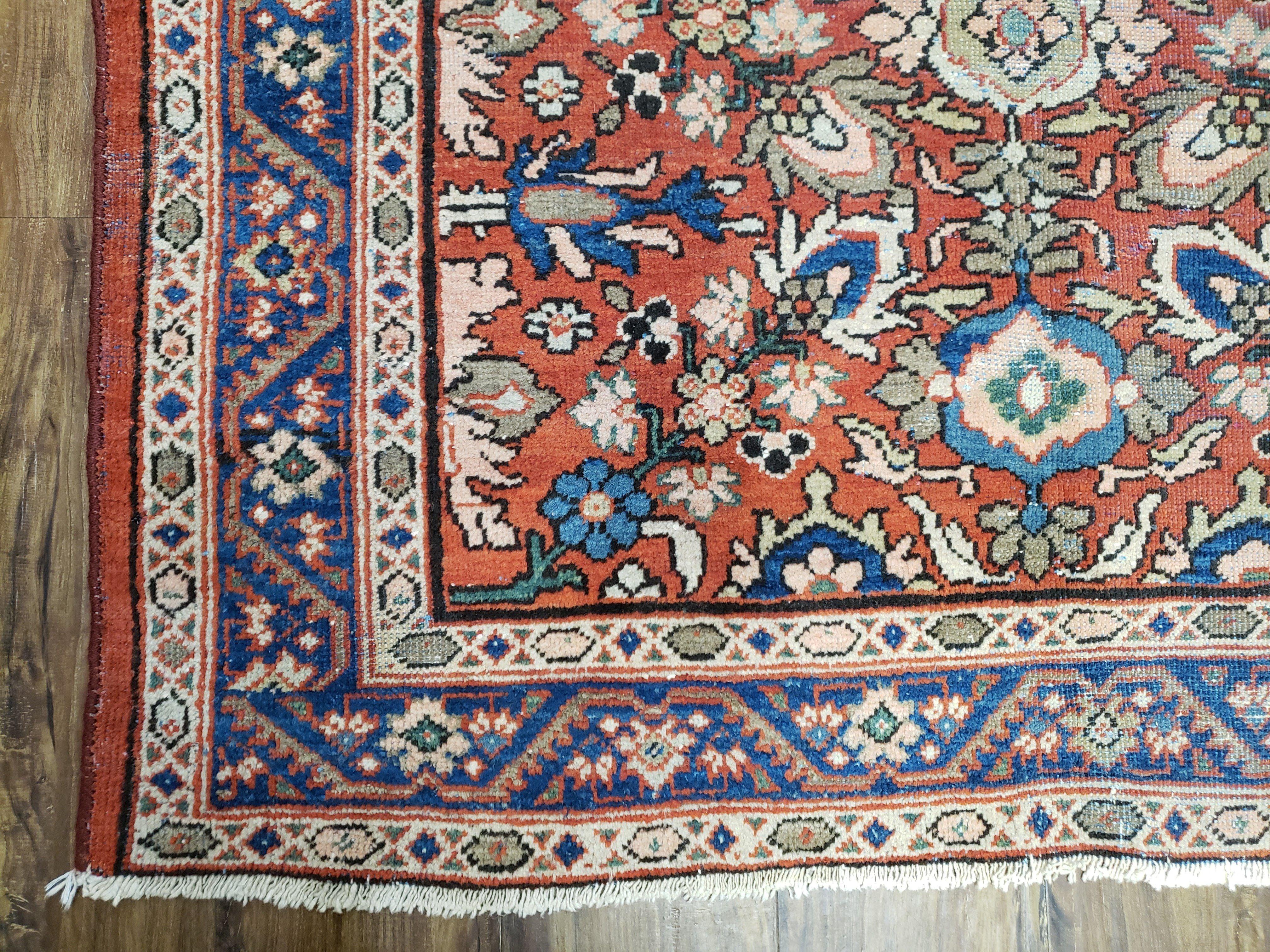 Antique Persian Karajeh Rug, Red & Blue, Hand-Knotted, Wool, 4' 6" x 6' 5" - Jewel Rugs