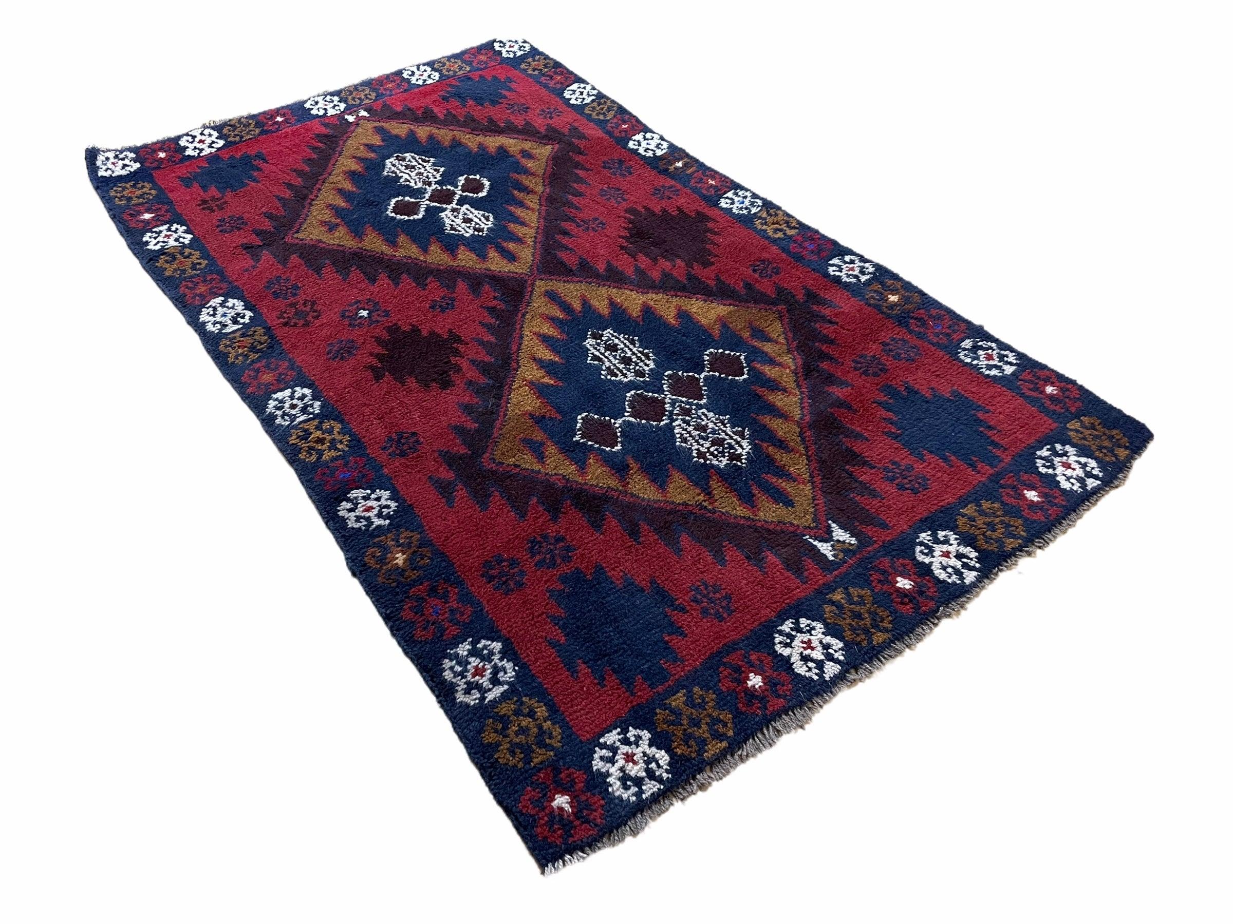 3 X 5 Vintage Handmade Tribal Wool Rug Baluchi Rug Afghan Balouch Rug Red Nice - Jewel Rugs