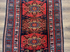 Antique Caucasian Seychour Rug 3.7 x 5.5, Collectible Oriental Carpet, Navy Blue and Red, Fine Kuba Rug, Vintage Rug, Wool Hand Knotted Rug - Jewel Rugs