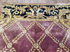 9' X 12' Handmade Tibetan Nepal Silk Wool Rug Aubusson Savonnerie Magenta Black - Jewel Rugs