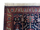 4x6 Vintage Handmade Wool Geometric Rug Organic Dyes Blue Red Hand-Knotted Rug - Jewel Rugs