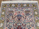 Vintage Persian Ghom Kashmar Rug, Ivory, Wool, Hand-Knotted, 4' 2" x 6' 8" - Jewel Rugs