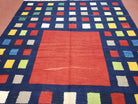 Turkish Kilim Rug 5x7 - 6x8, Checkerboard Kilim Carpet, Area Rug, New Playroom Rug, Colorful Multicolor Rug for Nursery Room, Dark Blue Red - Jewel Rugs