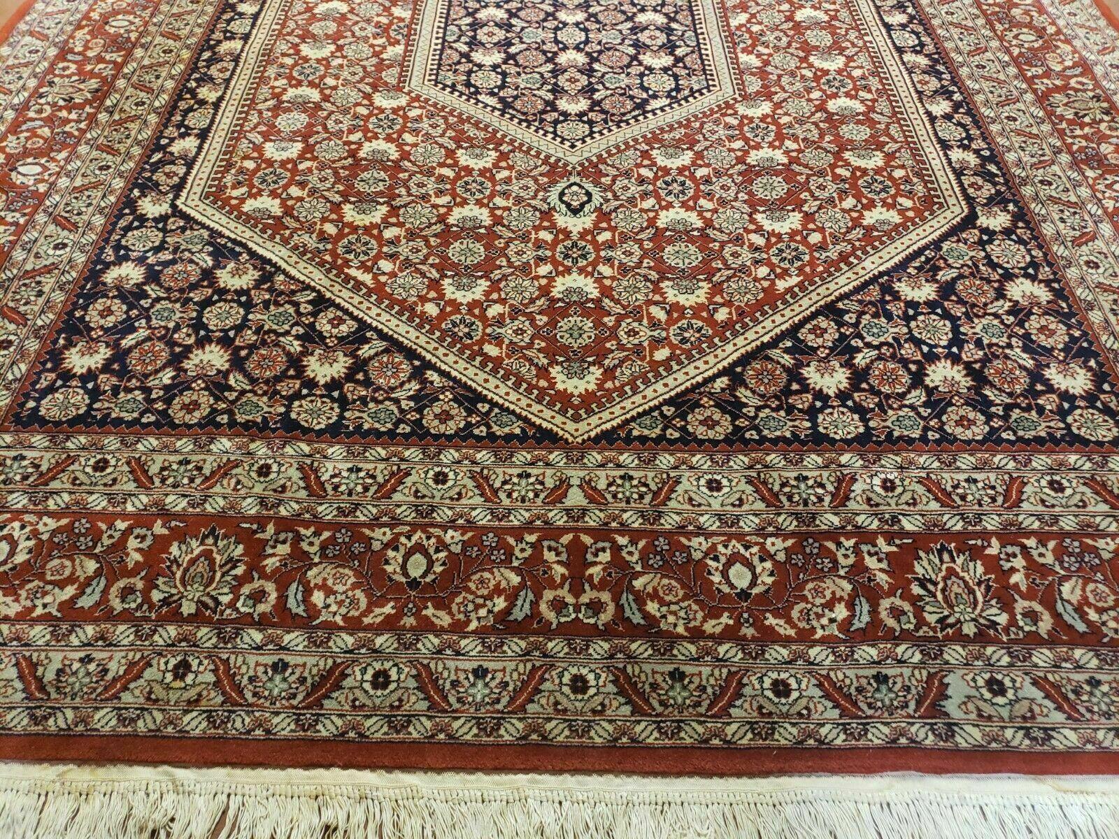 8' X 10' Vintage Fine Handmade India Jaipur Wool Rug Hand knotted Carpet Red - Jewel Rugs