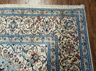 8' X 12' Finely Woven Handmade Persian Nain Oriental Floral Wool Area Rug - Ivory and Blue Carpet - Jewel Rugs