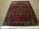 4' 5" X 6' 4" Authentic Antique Oriental Floral Red Allover Wool Rug - Jewel Rugs