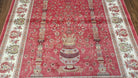 4 x 6 Silk Carpet Red, Traditional Oriental Rug 4x6, Flower Vase Columns, Turkish Rug New, High Quality, Bamboo Silk, Area Rug - Jewel Rugs