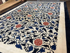 10x14 Chinese Peking Rug, Allover Pattern, Beige Black Blue Red, Handmade Hand Knotted Vintage 1940s Antique Living Room Chinese Carpet Nice - Jewel Rugs