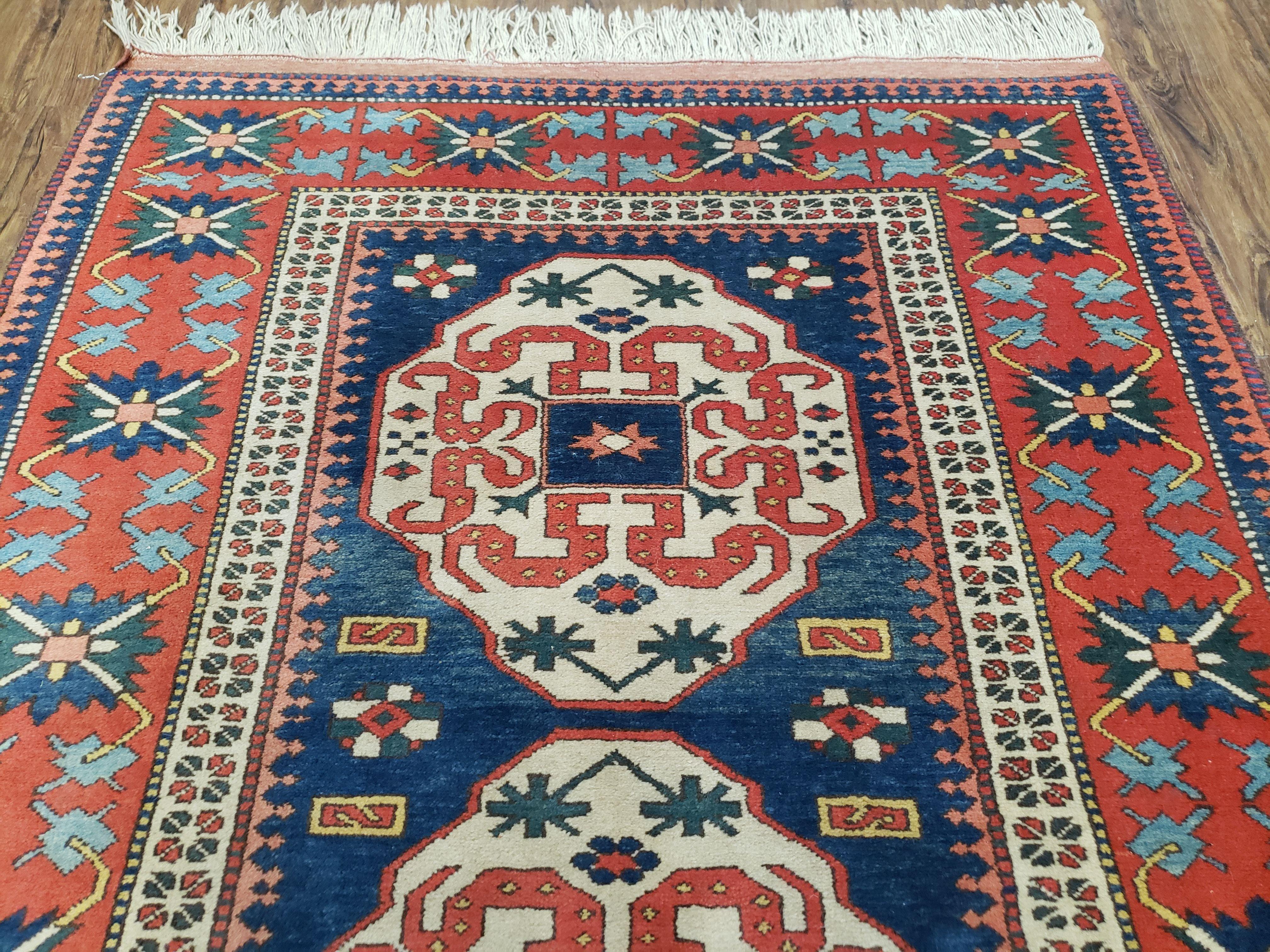 5' x 6' Vintage Top Quality Handmade Wool Rug Kazak Turkish Carpet Geometric - Jewel Rugs