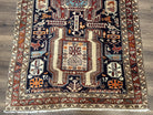 Unique Persian Tribal Runner Rug 4x10, Northwestern Persian Ardabil Runner, Birds Peacock Pictorials, Wool Antique Runner, Hand Knotted, Midnight Blue and Red - Jewel Rugs