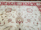 9' X 12' Handmade Pak Peshawar Oushak Wool Rug Oatmeal Beige Red Organic Nice - Jewel Rugs