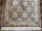 Super Fine Persian Isfahan Rug 3x5 ft, Kork Wool on Silk Foundation, Repeated Floral Motif, Taupe Tan Hand Knotted Oriental Carpet 3 x 5 ft, Signed - Jewel Rugs