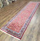 Antique Persian Sarouk Vintage Runner Rug, 2' 7" x 10' 3", Red with Dark Blue Floral Design - Jewel Rugs