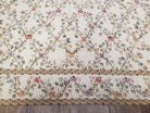 Vintage Petite Point Floral Area Rug 7.5 x 9.9, Chinese Aubusson Needlepoint Carpet 7x10, Wool Hand-Knotted Ivory Small Flowers Rug 8x10 - Jewel Rugs