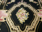 9' X 12' Vintage Handmade French Design Needlepoint Wool Rug Flat Weave Black - Jewel Rugs