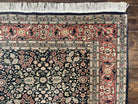 Turkish Hereke Rug 6x9 Turkish Carpet, Vintage Rug 6 x 9 Oriental Rug, Wool Rug, Hand Knotted Rug, Black Salmon Red, Allover Floral Detailed - Jewel Rugs