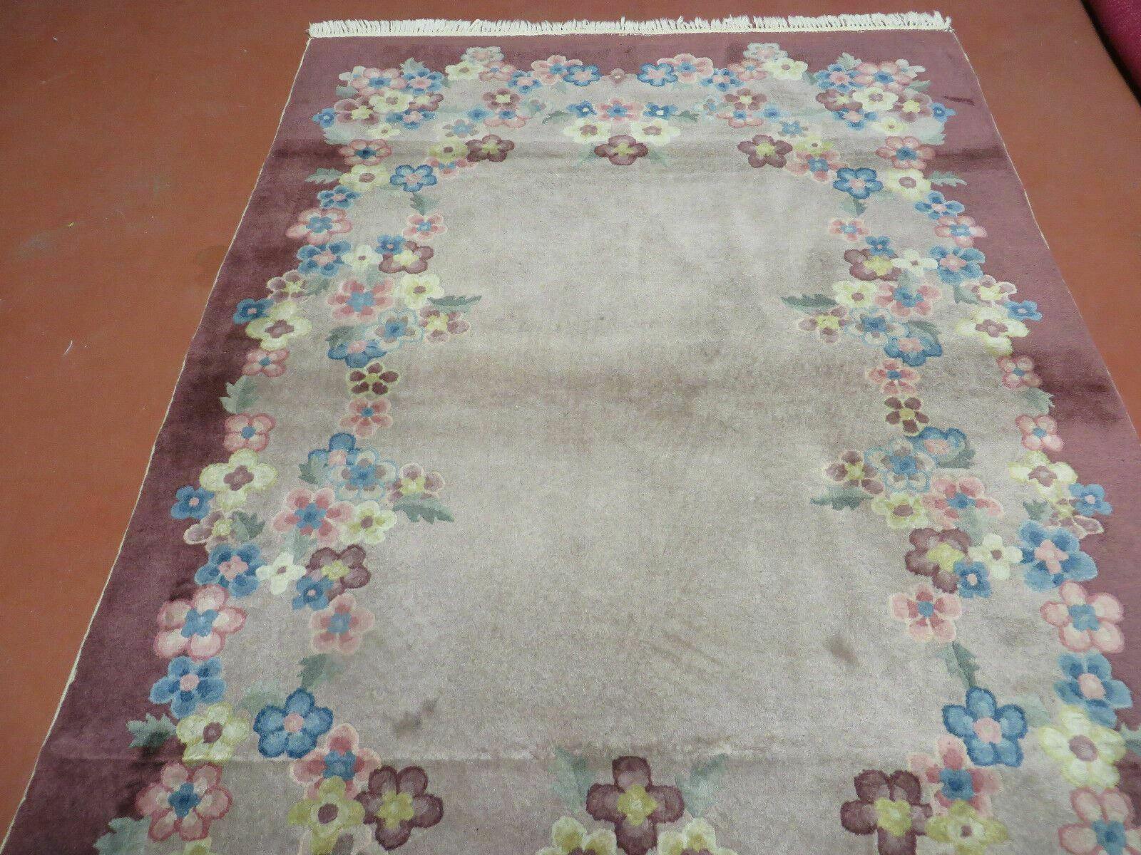 4' X 6' Vintage Handmade Chinese Art Deco Nicholas Wool Rug Carpet - Jewel Rugs