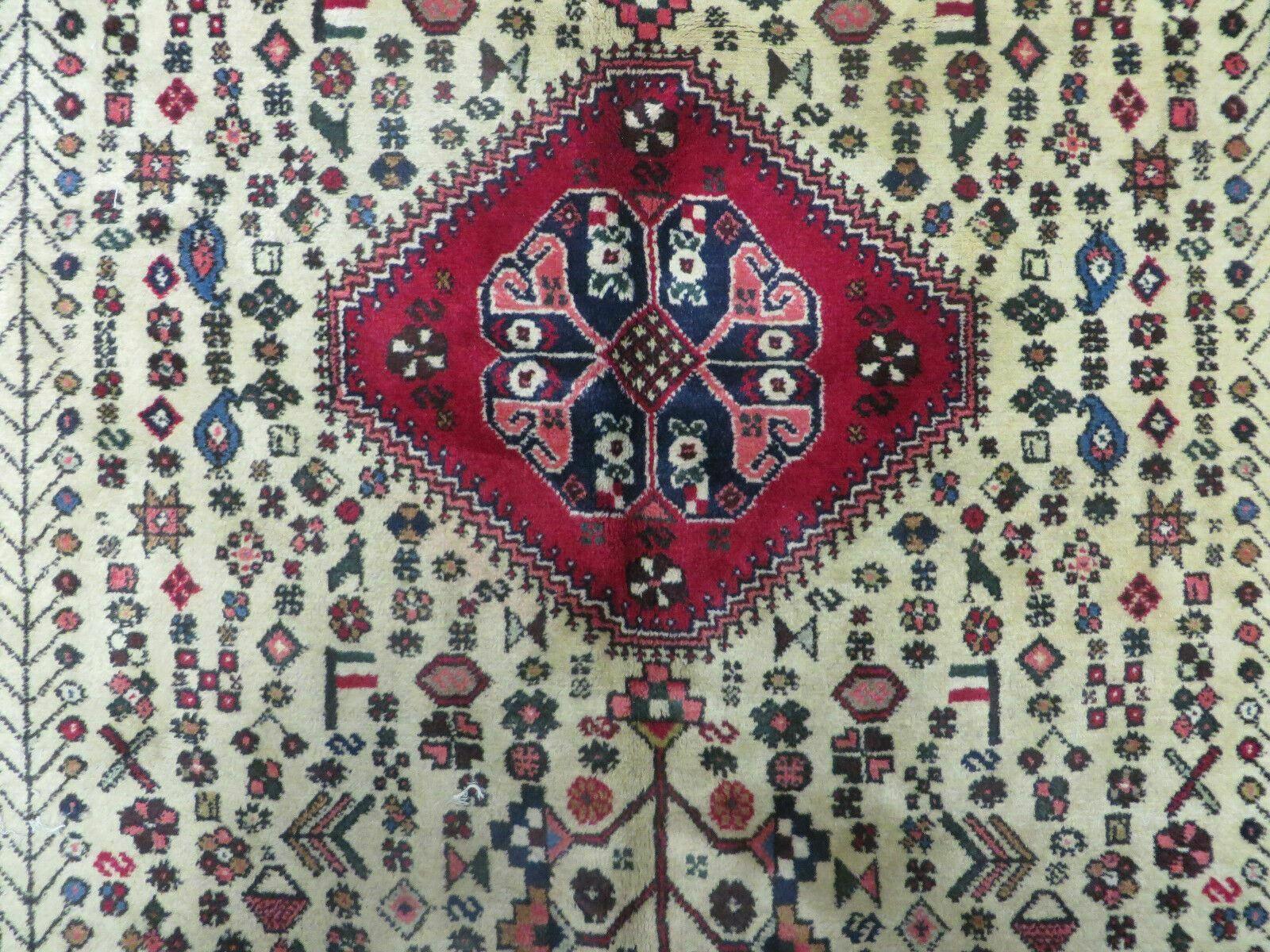 7' X 10' Vintage Handmade Indian Floral Wool Rug Hand Knotted Carpet Ivory Red - Jewel Rugs