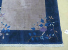 3' X 6' Antique Handmade Chinese Peking Art Deco Wool Blue & Gray Rug with Flowers - Jewel Rugs