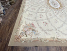 Aubusson Rug 8x10 Vintage Rug 8 x 10 Wool Carpet, Flatweave Rug, European Design, Hand Woven, Floral Bouquets, Elegant Rug for Living Room - Jewel Rugs