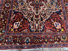 Antique Persian Bakhtiari Rug 5x6 ft, Village Rug, Vegetable Dyed, Red Midnight Blue Gold Tan, Hand Knotted Wool Carpet, Floral Medallion - Jewel Rugs