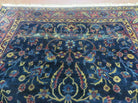 7' X 8' Antique Turkish Osiem Wool Rug Hand Knotted Navy Blue Nice - Jewel Rugs