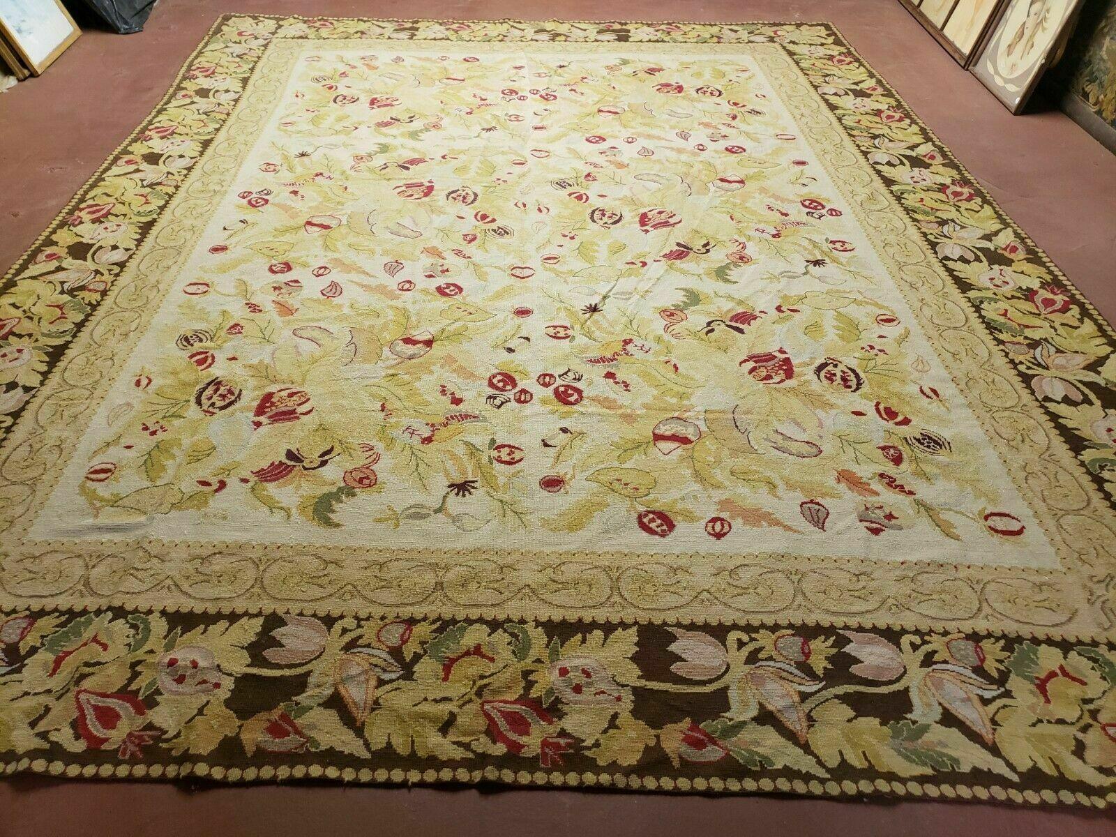 9' X 11' Handmade Chinese Needlepoint Wool Floral Rug Carpet Rose Garden Chic - Jewel Rugs