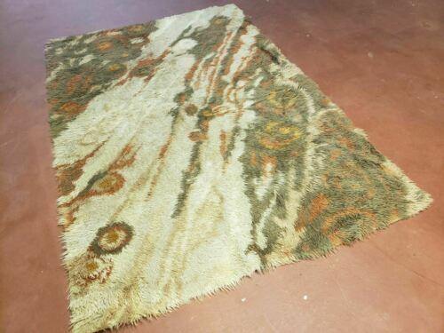 4'X 6' Vintage 1960 Danish Rya Shag DeLuxe Ege Rug Mid-Century Modern Olive Nice - Jewel Rugs