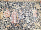 Vintage European Tapestry 5.4 x 7.11, Antique Style European Wall Hanging, Aubusson Weave Handmade Tapestry, Courtship Dating Scene, Animals - Jewel Rugs