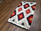 Vintage Navajo Rug 3x5, Wool Hand-Woven Navajo Blanket, Diamonds, Red Gray Black, Native American Antiques, Navaho Indians, Unique, Handmade - Jewel Rugs