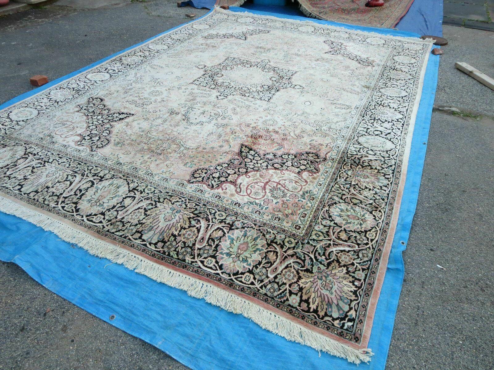 10' X 14' Vintage Handmade Indian Kashmir Silk Rug Large Carpet - Jewel Rugs