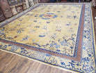 10' X 13' Antique Handmade Chinese Wool Rug Peking Mandarin Gold Mustard - Jewel Rugs