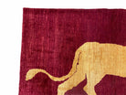 3.5 X 5 Handmade Rug Vintage New Rug Quality Wool Lion Red Veggy Dyes Pictorial - Jewel Rugs