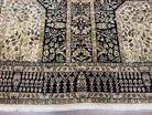 Indo Persian Rug 8x10, Floral Four Seasons Design, Fine Vintage Indian Oriental Carpet 8 x 10, Wool Hand Knotted Rug, Beige/Tan Black Maroon - Jewel Rugs