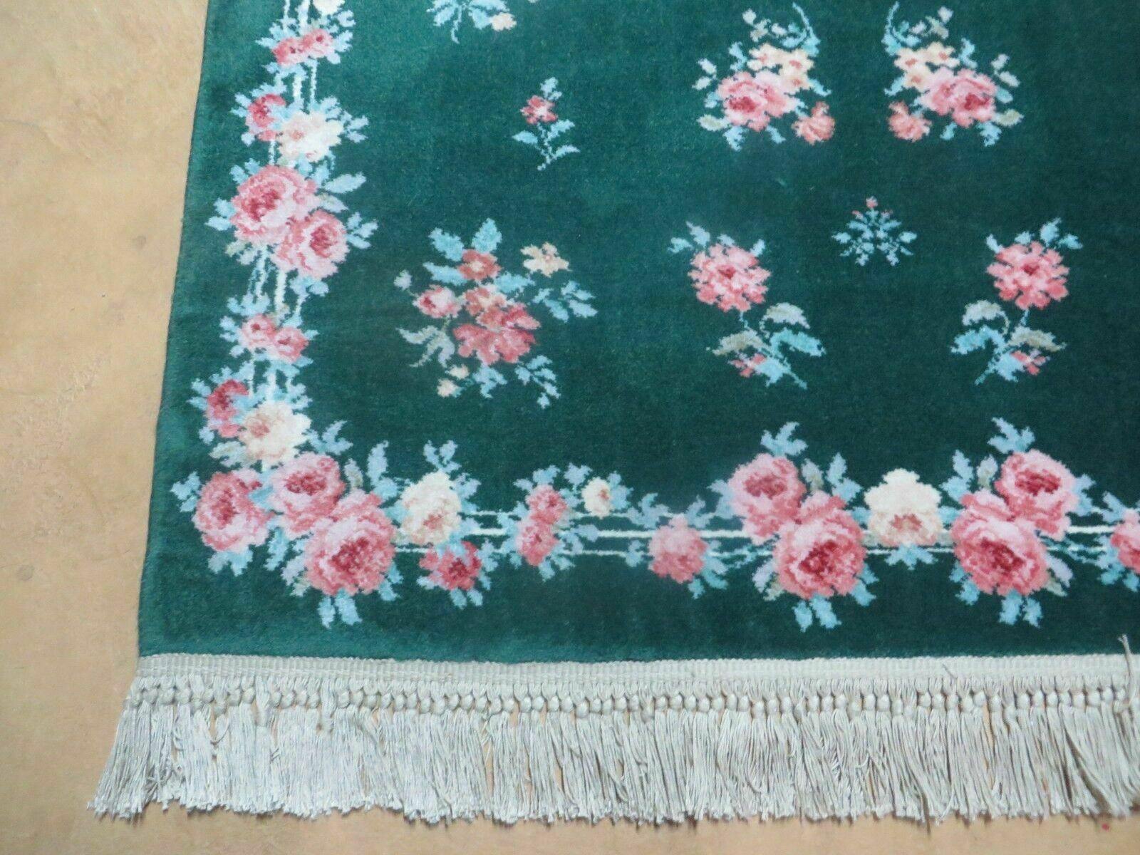 4' 3" X 6' American Karstan Forest Bouquet Garden of Eden 509/9706 Green Vintage Wool Rug - Jewel Rugs