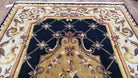 Nepal Rug 6x9, Nepalese Aubusson Area Rug 6 x 9, Hand-Knotted Wool Soft Pile Black & Beige Tibetan Aubusson New Carpet European Savonnerie - Jewel Rugs